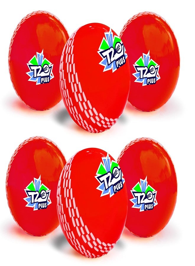 jaspo Synthetic Rubber T-20 Plus Practice Cricket Ball/Wind Balls (125-130 Gms) For - Indoor & Outdoor Street & Beach Cricket (Pack Of 6) (Red) - Image 1