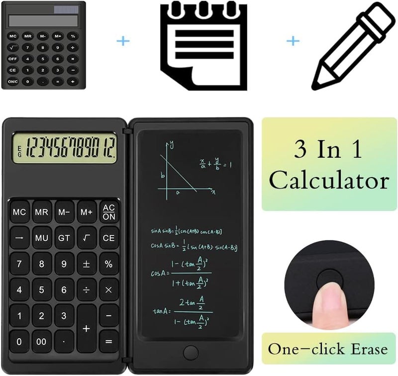Recluse Desk Portable Basic Calculator with Notepad and Stylus,Large Display Multi-Function for Office, School, Home & Basic Financial Calculator with Digital Writing Tablet Note-Taking - Image 5