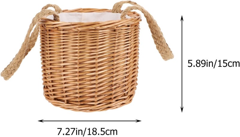 Yardwe 1 PC Gift Box Decorative Gift Boxes Rustic Basket Wooden Fruit Basket Woven Gift Baskets Seagrass Flower Pot Rustic Decorative Flower Basket Brown Storage Basket Woven Gift Holder - Image 4