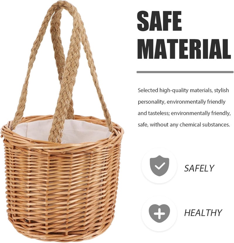 Yardwe 1 PC Gift Box Decorative Gift Boxes Rustic Basket Wooden Fruit Basket Woven Gift Baskets Seagrass Flower Pot Rustic Decorative Flower Basket Brown Storage Basket Woven Gift Holder - Image 2