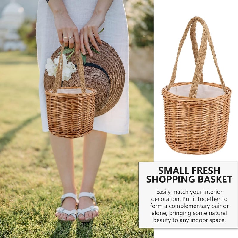 Yardwe 1 PC Gift Box Decorative Gift Boxes Rustic Basket Wooden Fruit Basket Woven Gift Baskets Seagrass Flower Pot Rustic Decorative Flower Basket Brown Storage Basket Woven Gift Holder - Image 5