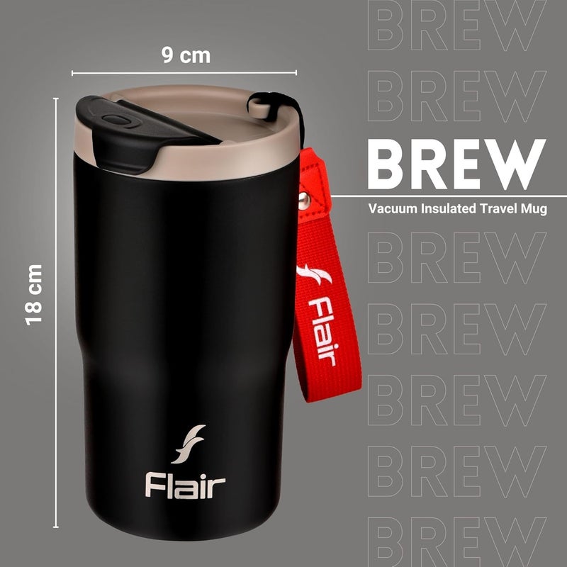 Flair Flair Brew Coffee Mug Vacuum Insulated Steel Bottle (Black, 480ml), 9 Hours Hot and 15 Hours Cold, Leakproof, BPA-Free, Tough & Durable, Double Walled, Coffee Mug, Travel Mug, Hot and Cold Beverages - Image 2