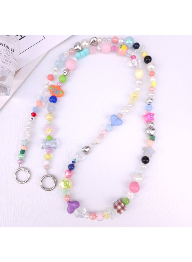 NIBEMINENT Beaded Phone Lanyard, Anti Lost Removable Wrist Strap, Candy Color Beads Bracelet Pendant, Phone Keychain Lanyard,K263/Color System