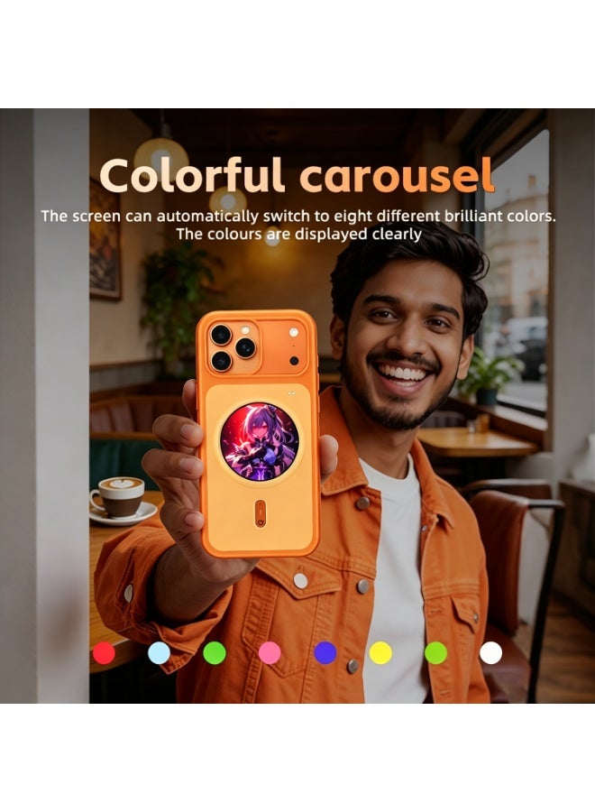 Orange Multi-functional Smart Phone Case For Phone 17 Pro Max 1.85 Inch 360*360 IPS Full Touch Screen Bluetooth 5.0 Magnetic Charging 400mAh Battery AI Chat AI Translation Voice Recorder Payment QR Code Shockproof TPU Cover,Gift For Family & Friends - Image 4