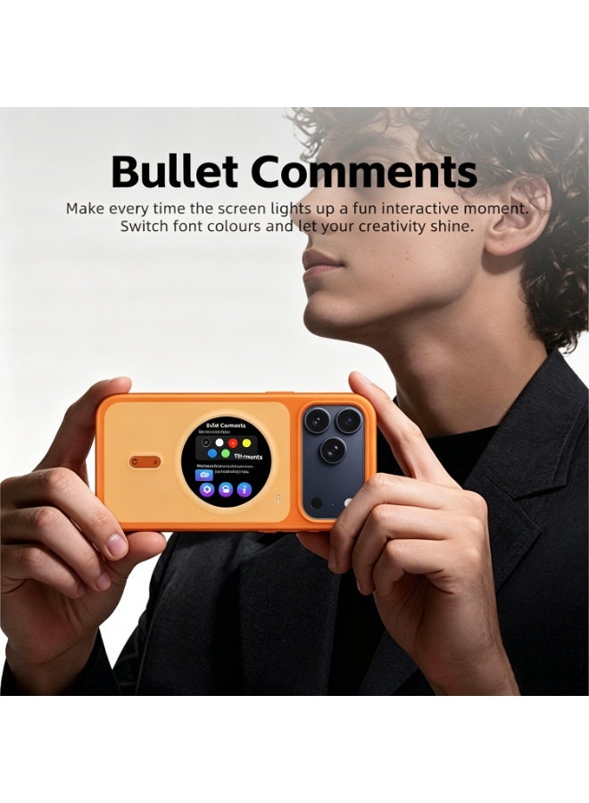 Orange Multi-functional Smart Phone Case For Phone 17 Pro Max 1.85 Inch 360*360 IPS Full Touch Screen Bluetooth 5.0 Magnetic Charging 400mAh Battery AI Chat AI Translation Voice Recorder Payment QR Code Shockproof TPU Cover,Gift For Family & Friends - Image 3