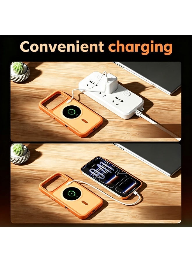 Orange Multi-functional Smart Phone Case For Phone 17 Pro Max 1.85 Inch 360*360 IPS Full Touch Screen Bluetooth 5.0 Magnetic Charging 400mAh Battery AI Chat AI Translation Voice Recorder Payment QR Code Shockproof TPU Cover,Gift For Family & Friends - Image 2
