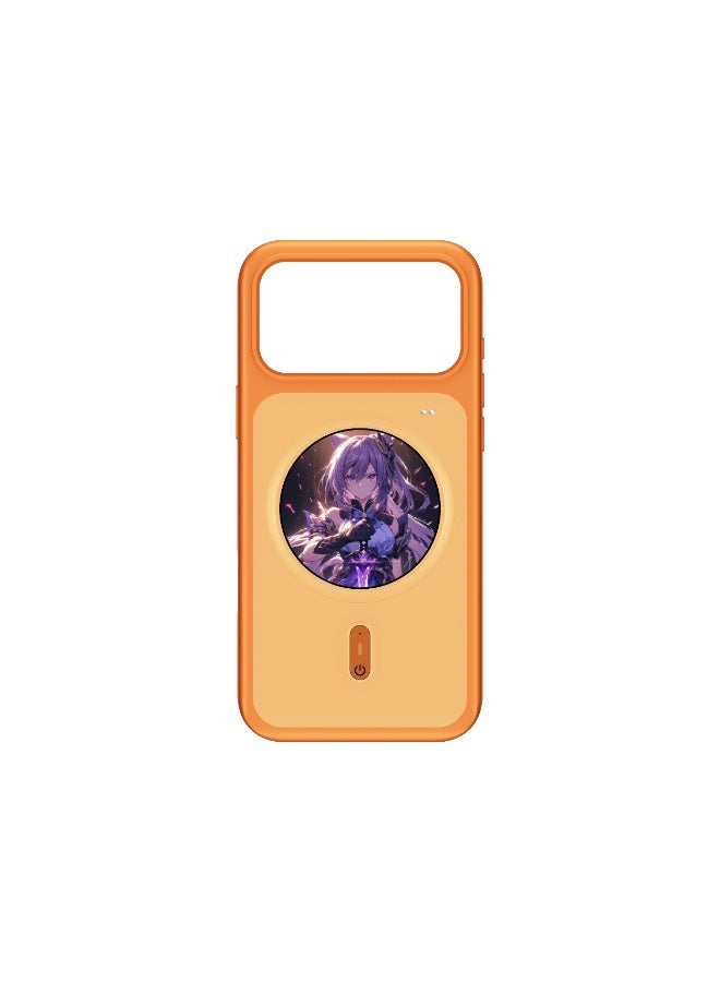 Orange Multi-functional Smart Phone Case For Phone 17 Pro Max 1.85 Inch 360*360 IPS Full Touch Screen Bluetooth 5.0 Magnetic Charging 400mAh Battery AI Chat AI Translation Voice Recorder Payment QR Code Shockproof TPU Cover,Gift For Family & Friends - Image 1
