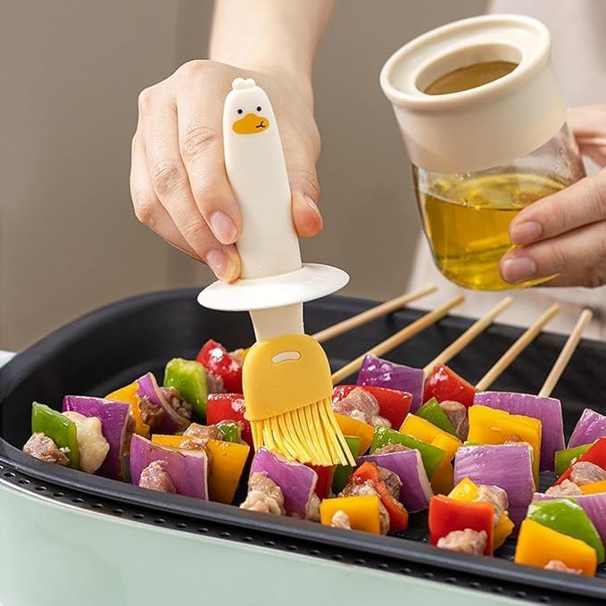 Lucc1n Oil Dispenser for Kitchen2 in 1 High Temperature Resistant Oil Bottle with Builtin Oil BrushSilicone Brush for Barbecue BBQ Salad Pancake - Image 5