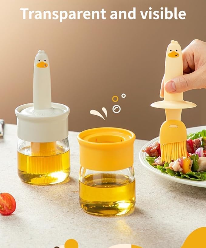 Lucc1n Oil Dispenser for Kitchen2 in 1 High Temperature Resistant Oil Bottle with Builtin Oil BrushSilicone Brush for Barbecue BBQ Salad Pancake - Image 3