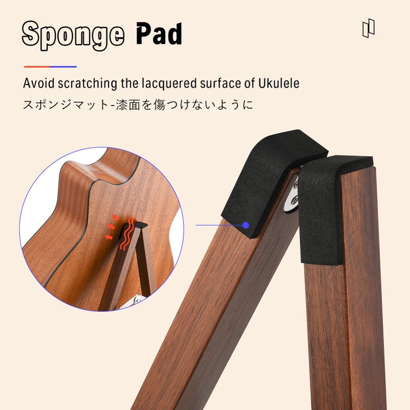 Donner Wood Guitar Stand, Acoustic Electric Wooden Guitar Floor Stand, A Frame Folding Guitar Holder Adjustable for Bass, Cello, Mandolin, Banjo, Ukulele - Image 4