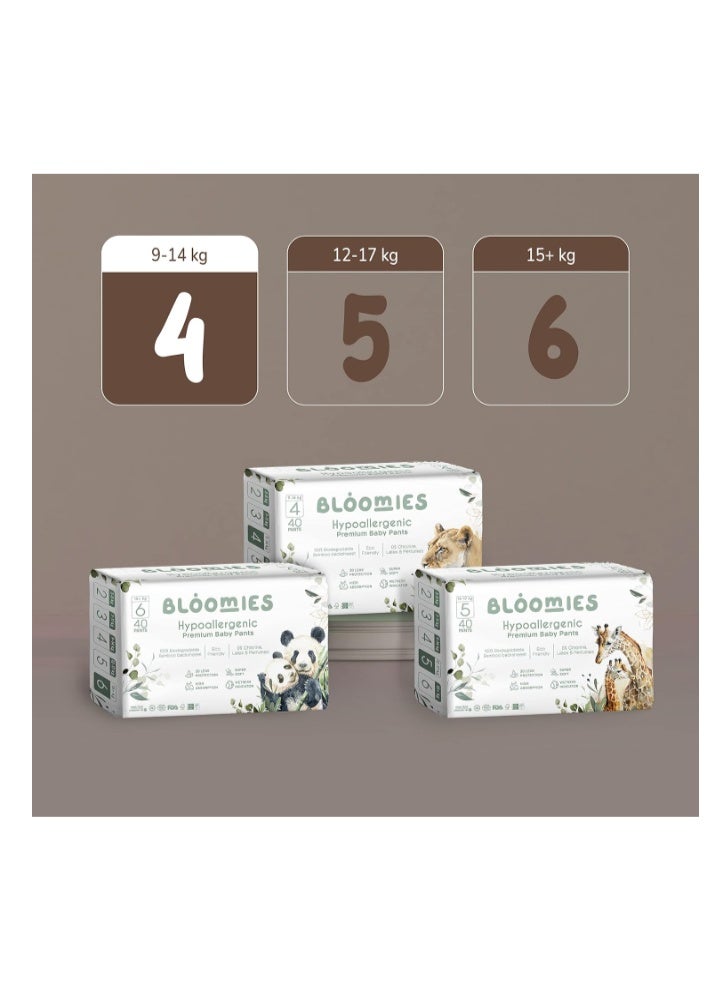 Bloomies Premium Baby Diaper Pants Size 4, 9-14kg, 22 Count, Wetness Indicator Eco-friendly and Hypoallergenic Ultra-soft Nappy Diapers Pant Skin Friendly, Leakage Protection, Natural Bamboo Made - Image 4