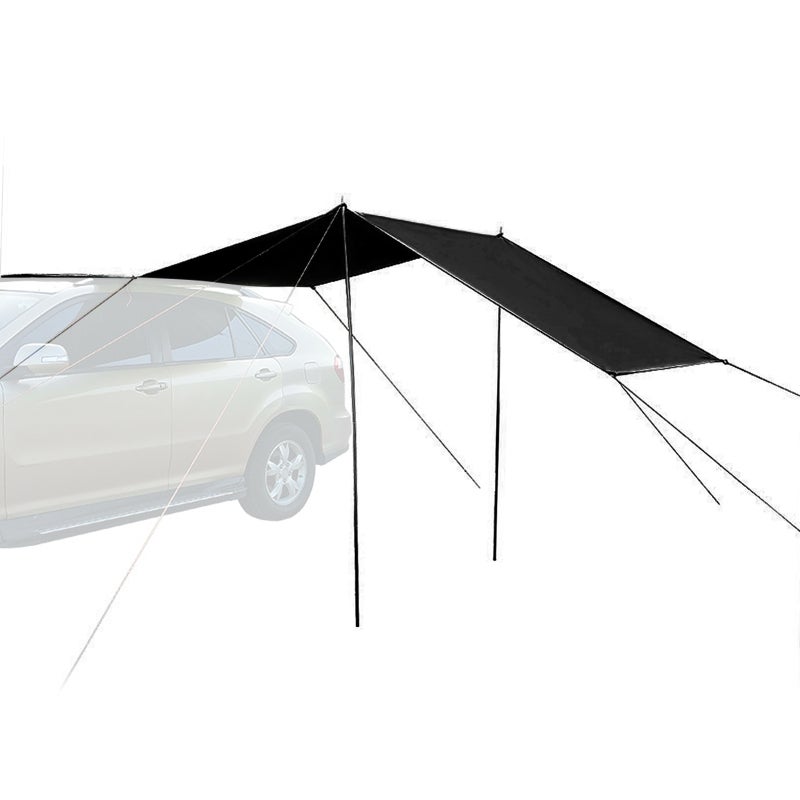 Canopy 300 X 200cm Black 210D Oxford Fabric With Silver Coating - Abrasion-Resistant Uv Protection Large Space Canopy For Outdoor Camping Beach Picnic Sporting Events - Image 1