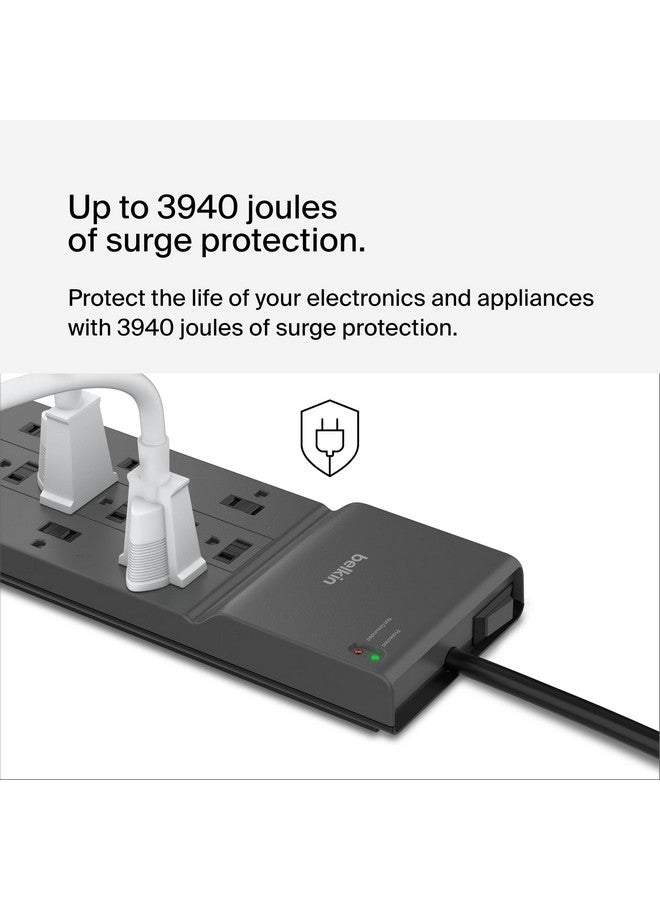 بيلكين شريط طاقة Belkin مزود بـ 8 منافذ، وسلك تمديد متين بطول 6 أقدام، مع حماية من الحمل الزائد، مناسب للمنزل والمكتب والسفر وشحن الكمبيوتر والهاتف (3,550 جول) - Image 1