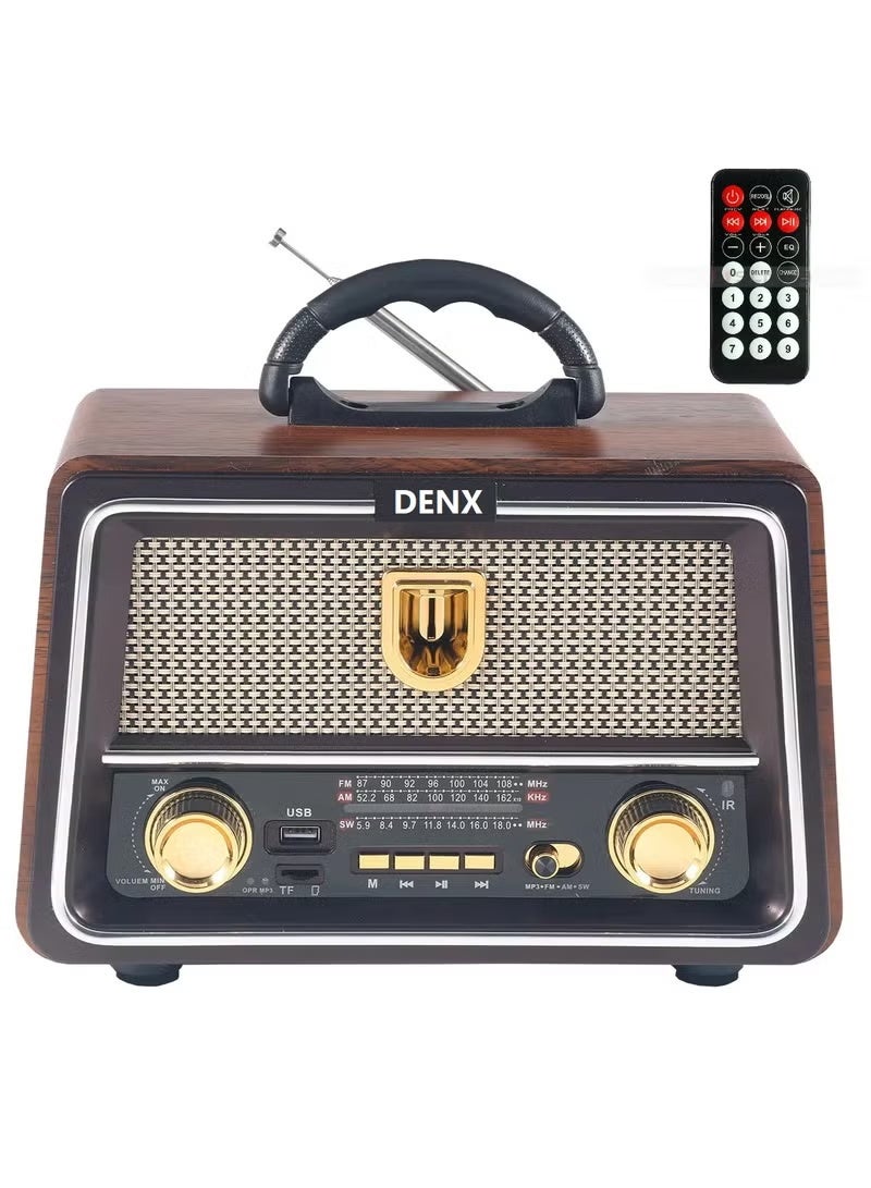 دينكس راديو كلاسيكي قابل لاعادة الشحن مع كشاف LED ، راديو محمول ايه ام اف ام مع افضل صوت، راديو يعمل بالطاقة الشمسية و البطارية و قابل لاعادة الشحن، يدعم بطاقة تي اف و تشغيل USB - Image 2