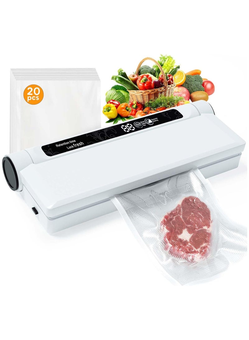 Vacuum Sealer, Equipped With 20 Vacuum Sealed Bags,Fully Automatic Dry and Wet Dual use Food Vacuum Sealer Machine, One Click Intelligent Operation, Digital Display, Super Strong Suction Power  - Image 1
