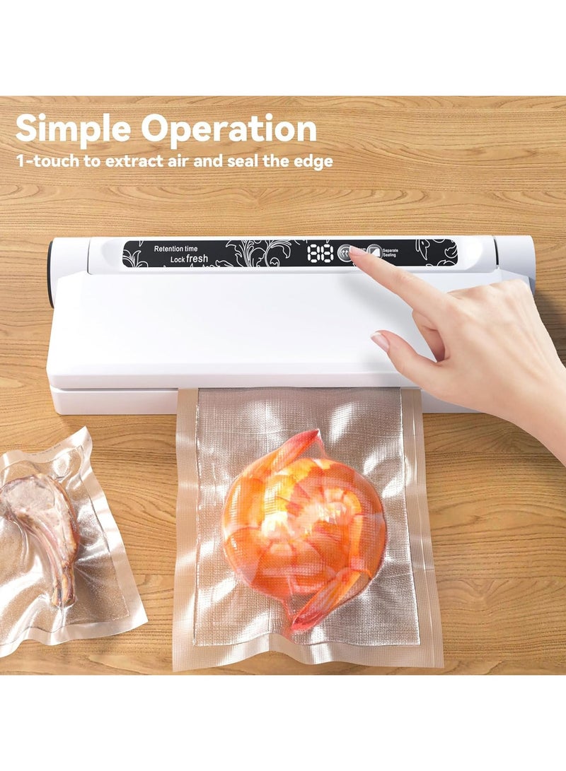 Vacuum Sealer, Equipped With 20 Vacuum Sealed Bags,Fully Automatic Dry and Wet Dual use Food Vacuum Sealer Machine, One Click Intelligent Operation, Digital Display, Super Strong Suction Power  - Image 2
