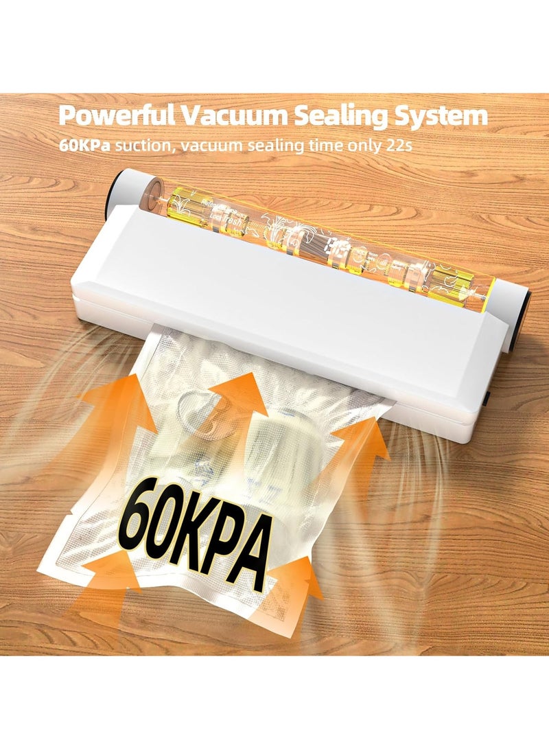 Vacuum Sealer, Equipped With 20 Vacuum Sealed Bags,Fully Automatic Dry and Wet Dual use Food Vacuum Sealer Machine, One Click Intelligent Operation, Digital Display, Super Strong Suction Power  - Image 4