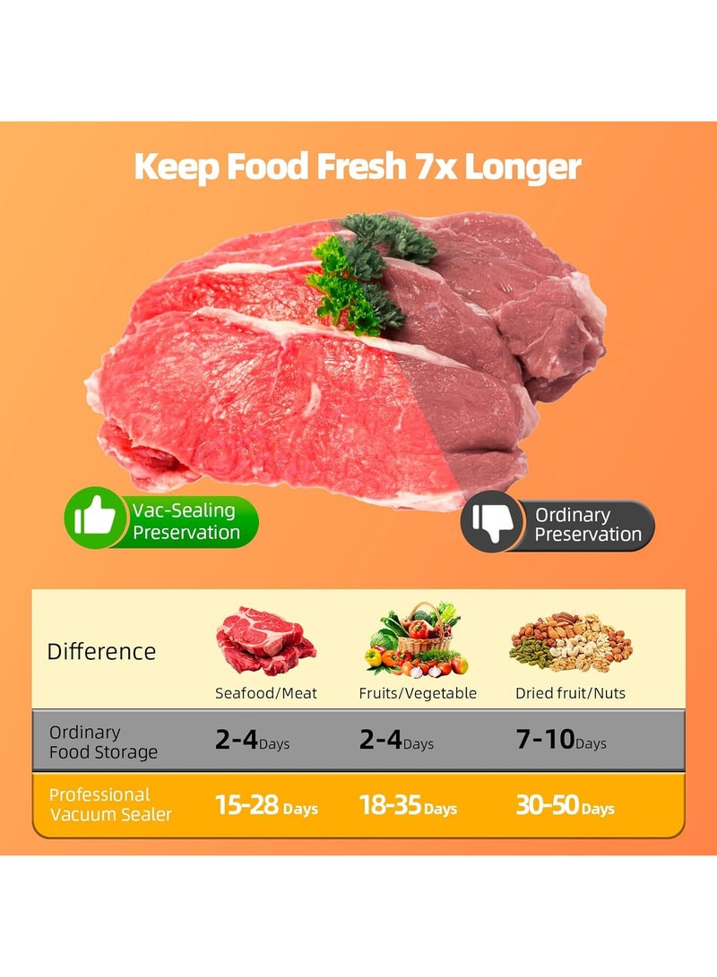 Vacuum Sealer, Equipped With 20 Vacuum Sealed Bags,Fully Automatic Dry and Wet Dual use Food Vacuum Sealer Machine, One Click Intelligent Operation, Digital Display, Super Strong Suction Power  - Image 5