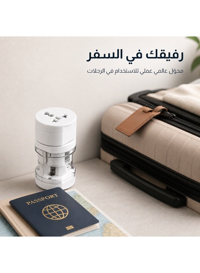 محول سفر عالمي متعدد المنافذ – متوافق مع مقابس السعودية، أوروبا، أمريكا، أستراليا، وأكثر من 150 دولة | محول كهرباء للسفر بميزات أمان للأطفال وصغير الحجم - Image 5