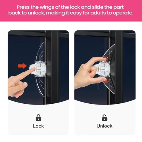 Safe-O-Kid (Pack of 2) Elegant Butterfly Shaped Window Lock for Sliding Windows & Doors, Child Finger Safety Protector, BPA-Free Baby Safety Lock for Kids & Toddlers, Easy to Install (White) - Image 4
