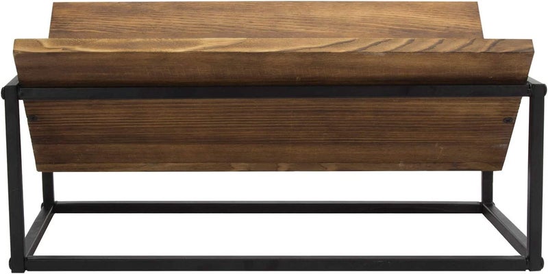 INDIAN DECOR INDIAN DECOR 20915 Metal and Engineered Wood Book Rack with Industrial Black Metal Frame Desktop Book Holder Storage Organizer Black - Image 5