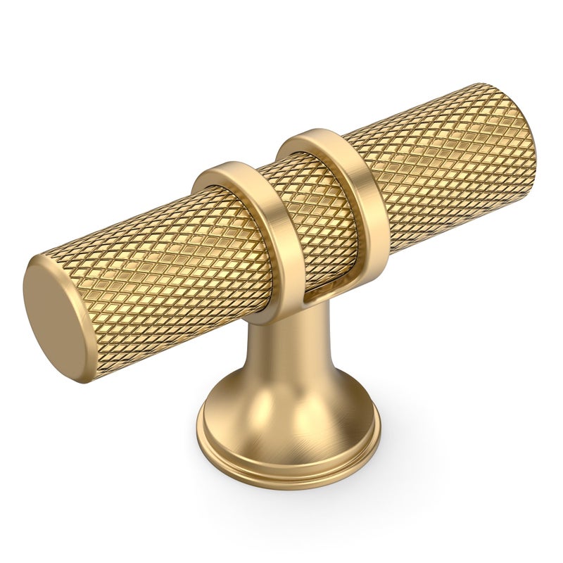 Amerdeco 10 Pack Champagne Bronze Cabinet Knobs 2 Inch Length Single Hole T Bar Kitchen Cabinet Knob Knurled Cabinet Pulls for Drawer Cupboard - Image 2