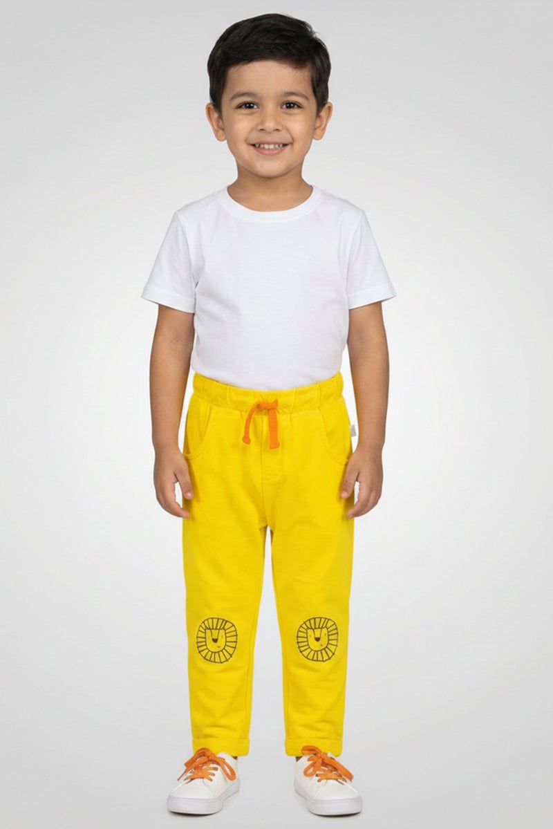 Hamleys Toddlers Boy Drawstring Graphic Print Jogger Pants, Yellow - Image 1