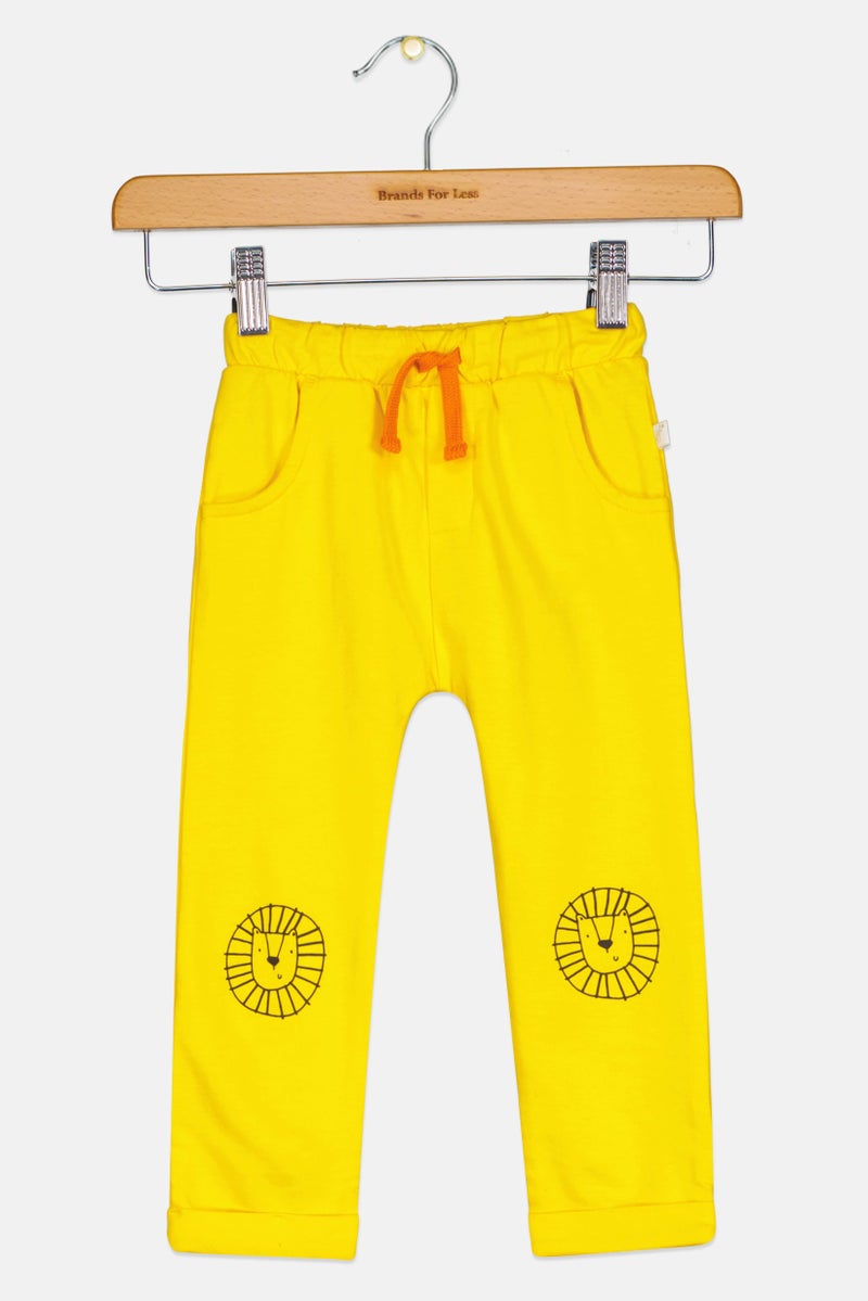 Hamleys Toddlers Boy Drawstring Graphic Print Jogger Pants, Yellow - Image 2