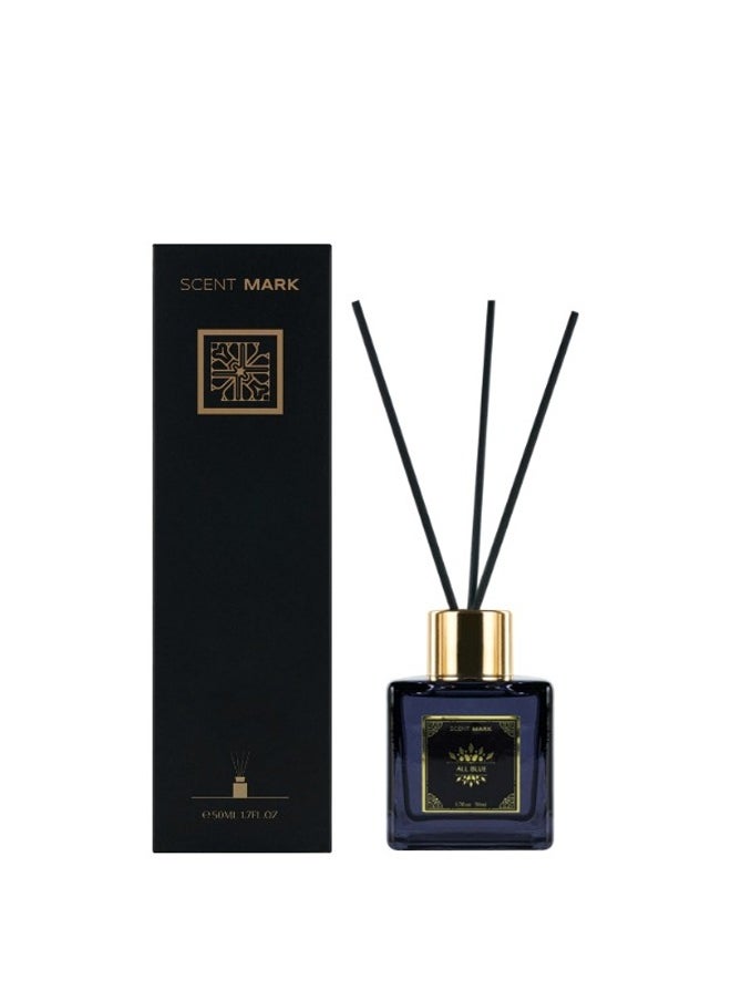 Litus - Home Perfume Reed Diffuser,All Blue(Salty Wave Whispers) Fragrance,5 Rattan Reeds,50ml - Image 1