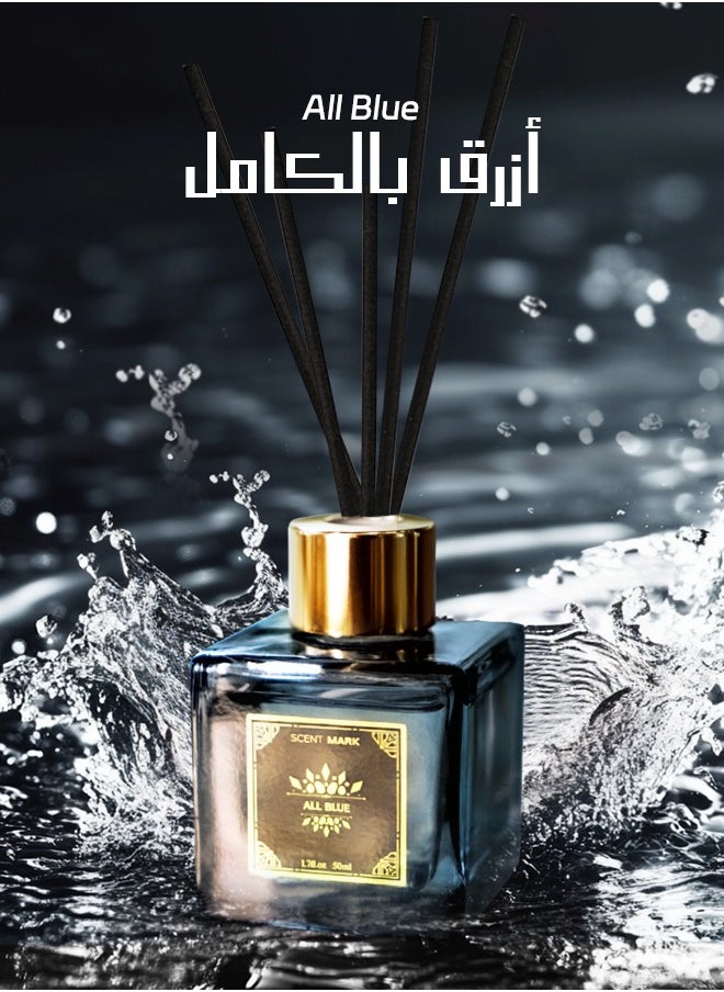 Litus - Home Perfume Reed Diffuser,All Blue(Salty Wave Whispers) Fragrance,5 Rattan Reeds,50ml - Image 1