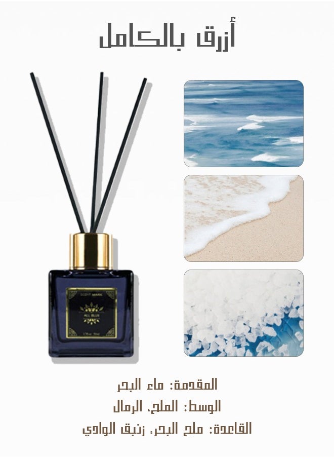 Litus - Home Perfume Reed Diffuser,All Blue(Salty Wave Whispers) Fragrance,5 Rattan Reeds,50ml - Image 1