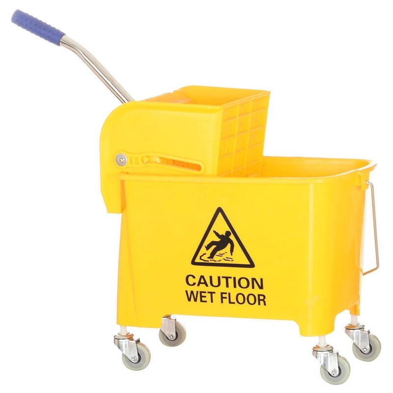 PUFFIN Mini Mop Bucket Wringer Trolley 20 LTR. (Yellow) - Image 1