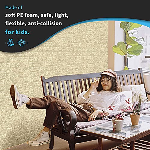 PEGASO 3D Peel and Stick, 1 pcs Wall Panels Stickers PE Foam Self-Adhesive Wallpaper DIY Waterproof Modern Style for Living Room Wall Decoration (1 pcs of 77 x 70cm | 5.82 Sq Feet Coverage) - Image 3