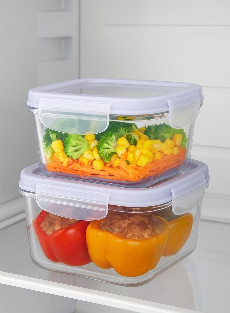 2-piece square plastic refrigerator container set - Code 1310