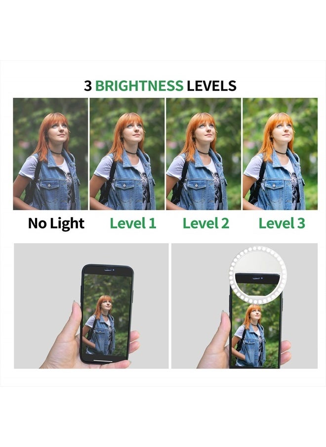 XINBAOHONG Selfie Ring Light Rechargeable Portable Clip-on Selfie Fill Light with 36 LED for Smart Phone Photography, Camera Video, Girl Makes up Black …  - Image 4