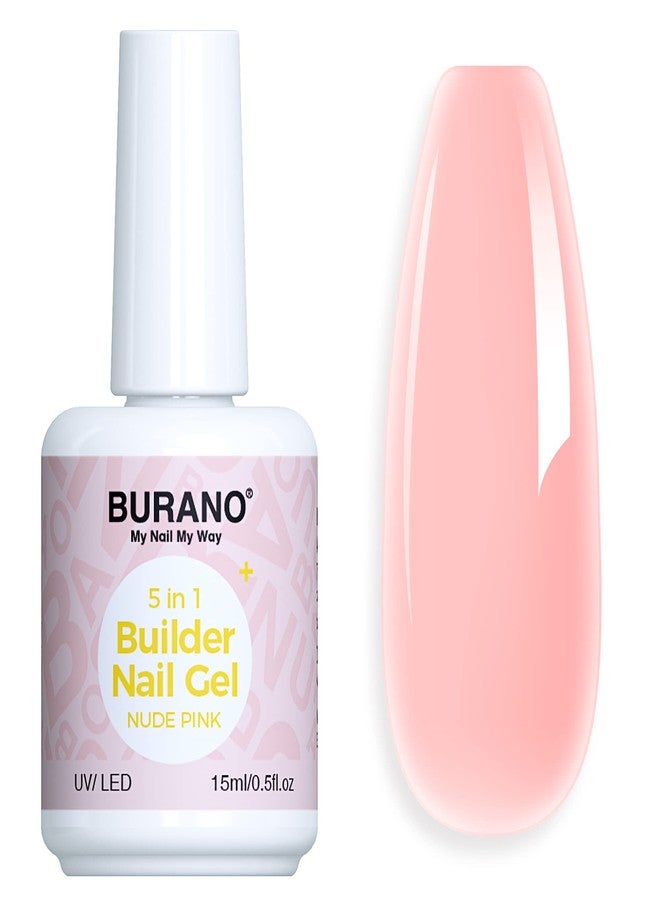 BURANO 5 in 1 Builder Base Gel 0.5 oz, Builder Gel for Nails Hard Gel Nail Extension Quick Building Gel, Builder Gel in a Bottle for Nail Pro & Beginner (Nude Pink) - Image 1