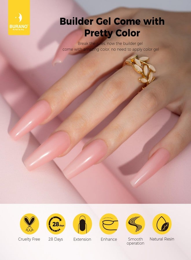 BURANO 5 in 1 Builder Base Gel 0.5 oz, Builder Gel for Nails Hard Gel Nail Extension Quick Building Gel, Builder Gel in a Bottle for Nail Pro & Beginner (Nude Pink) - Image 2