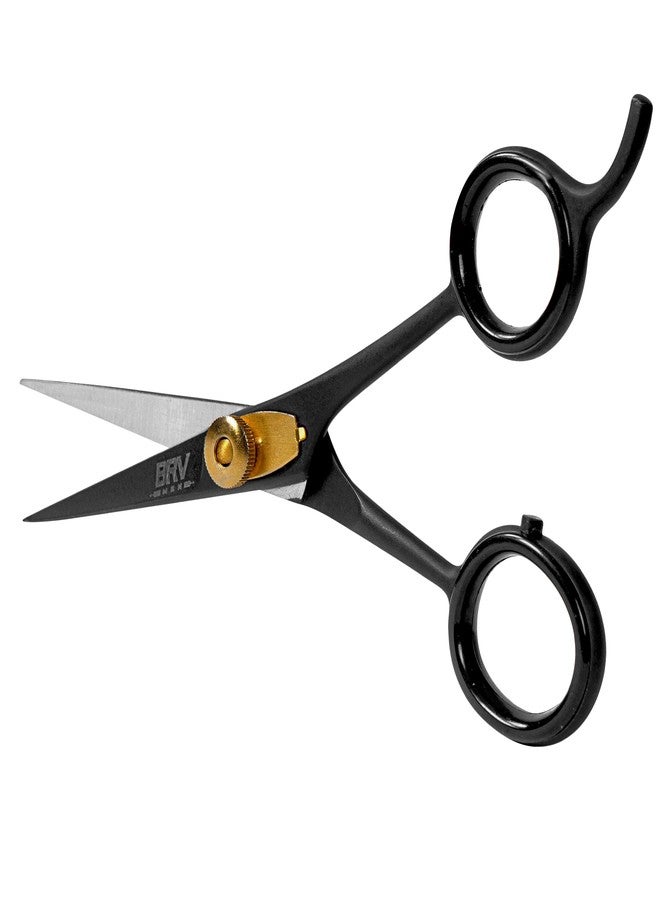 BRV MEN Razor Sharp Beard & Mustache Scissors - 5" - High Carbon Stainless Steel - Facial Hair Trimming Shears - RIGHT HANDED, Black - Image 1