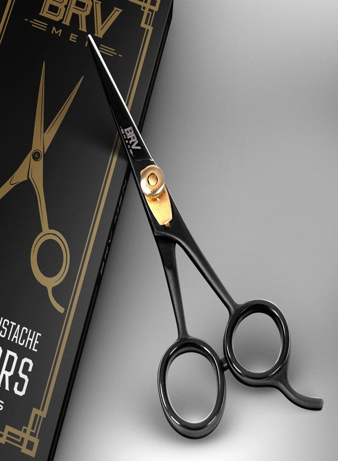 BRV MEN Razor Sharp Beard & Mustache Scissors - 5" - High Carbon Stainless Steel - Facial Hair Trimming Shears - RIGHT HANDED, Black - Image 3