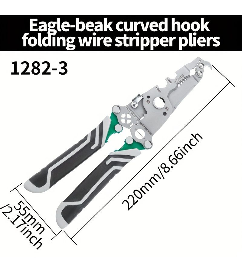 Durable Multi Function Folding Chrome Vanadium Steel Wire Stripper With Sharp Hole And Quick Pulley Design - Image 2
