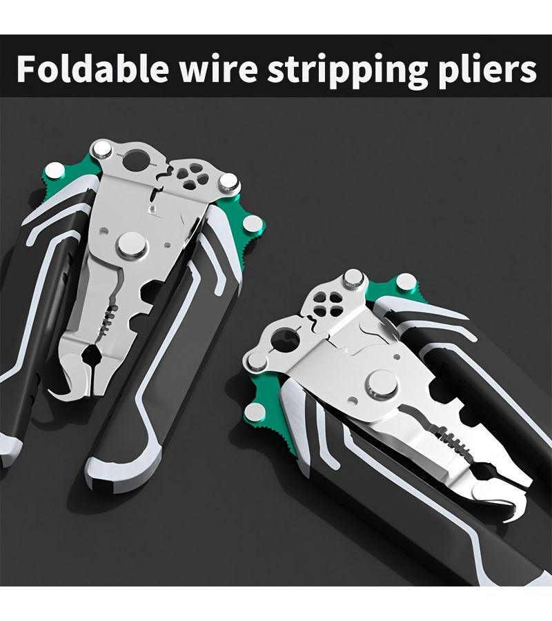 Durable Multi Function Folding Chrome Vanadium Steel Wire Stripper With Sharp Hole And Quick Pulley Design - Image 3
