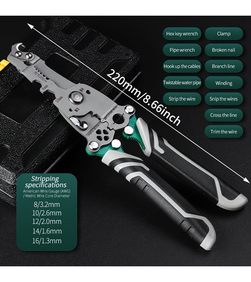 Durable Multi Function Folding Chrome Vanadium Steel Wire Stripper With Sharp Hole And Quick Pulley Design - Image 1