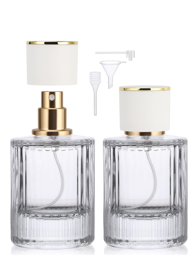 SYOSI Cologne Travel Bottle Refillable, 2 Pack 50ml Empty Perfume Spray Bottles, Glass Perfume Atomizer, Vintage Cologne Sample Container Travel Essentials for Frangrance Toiletries Cosmetic - Image 1