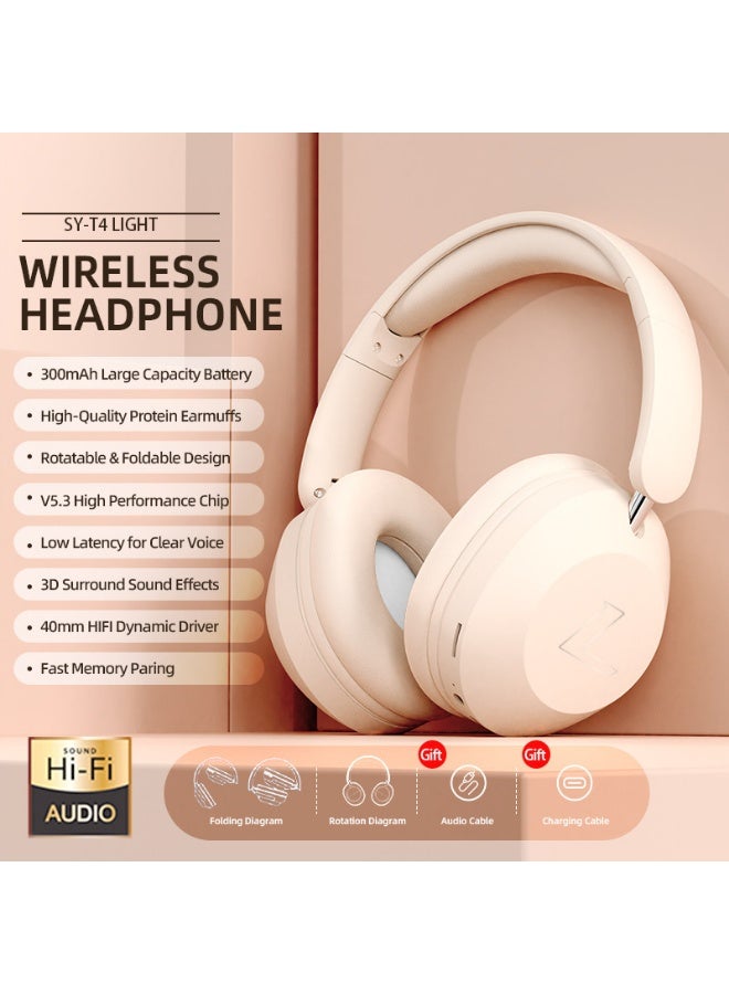 caijin Head-mounted Bluetooth headset, foldable wireless Bluetooth headset, no sound leakage wireless gaming headset, Hi-Fi stereo sports headset, long battery life, compatible with mobile phones, computers, iPads, etc. - Image 4