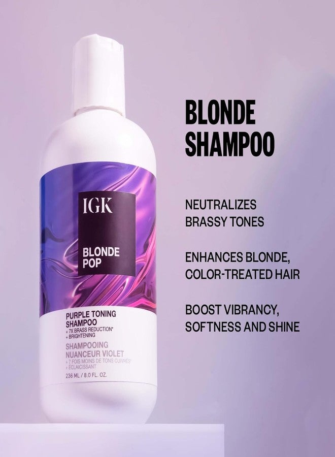 IGK Blonde Pop Shampoo + Conditioner Set | Purple Toning + Brighten + Neutralize Brass | Vegan + Cruelty Free | 8 oz (Set of 2) - Image 2