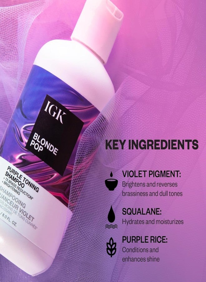 IGK Blonde Pop Shampoo + Conditioner Set | Purple Toning + Brighten + Neutralize Brass | Vegan + Cruelty Free | 8 oz (Set of 2) - Image 3