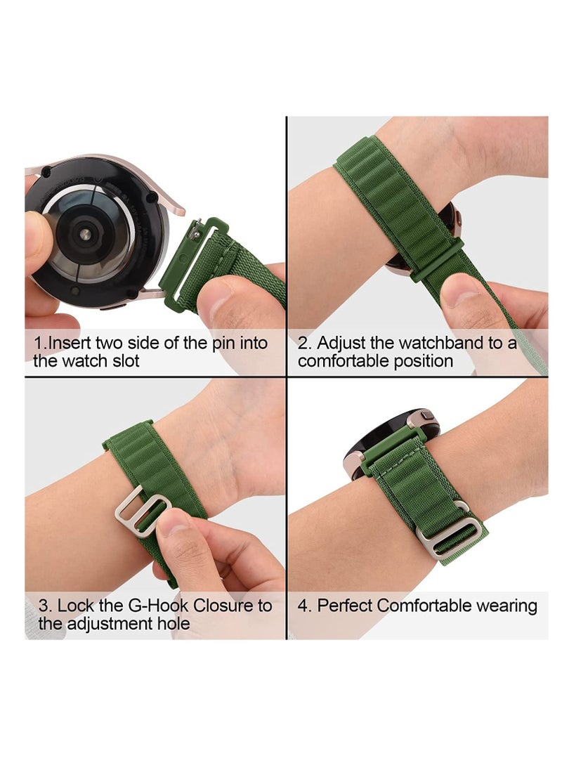 Generic - Alpine Loop 22mm Compatible With Honor Watch Magic 2 46mm, Durable Sport Nylon Strap With Titanium G Hook  Olive Green - Image 1