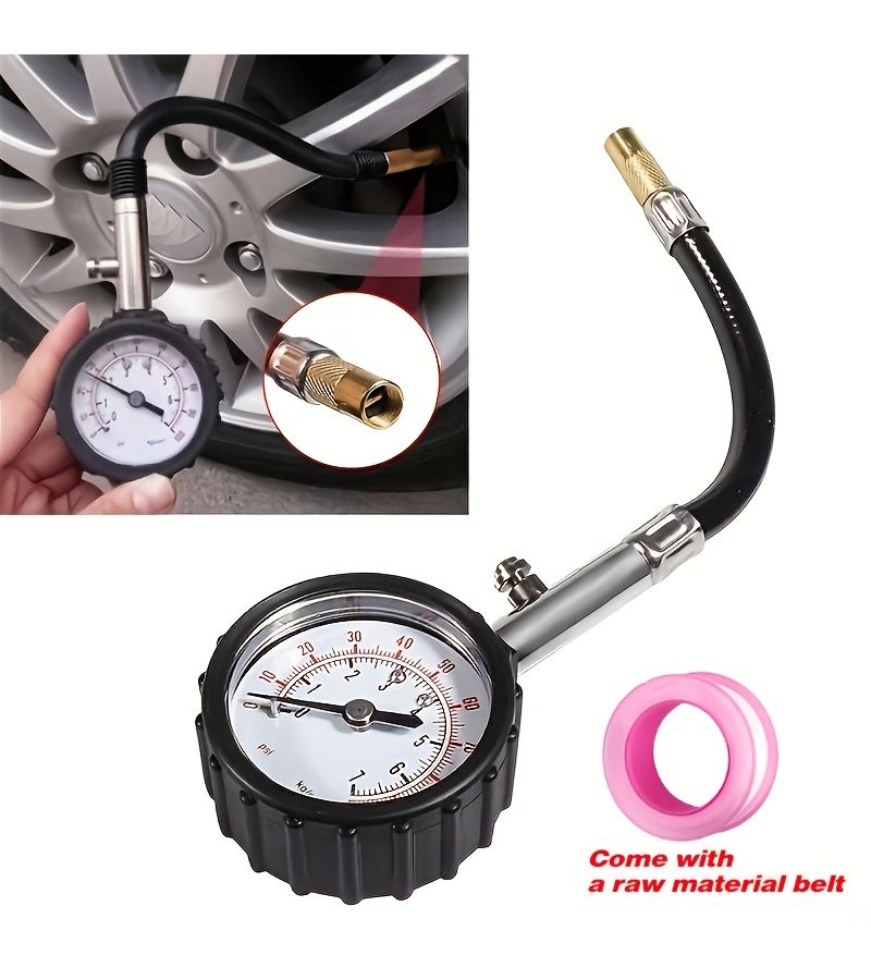 0 100 PSI High Precision Tire Pressure Gauge with a Raw Material Belt 2pcs Set Professional Digital Air Pressure Meter Precise Easy to Read Dial for Cars Trucks Motorcycles - Image 1