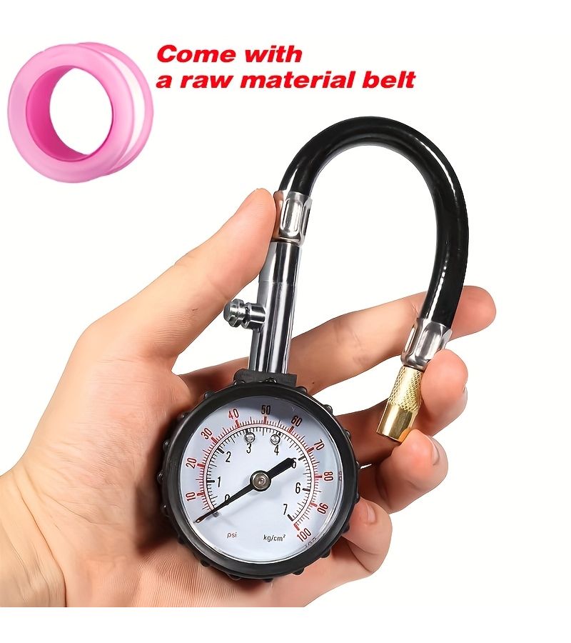 0 100 PSI High Precision Tire Pressure Gauge with a Raw Material Belt 2pcs Set Professional Digital Air Pressure Meter Precise Easy to Read Dial for Cars Trucks Motorcycles - Image 2