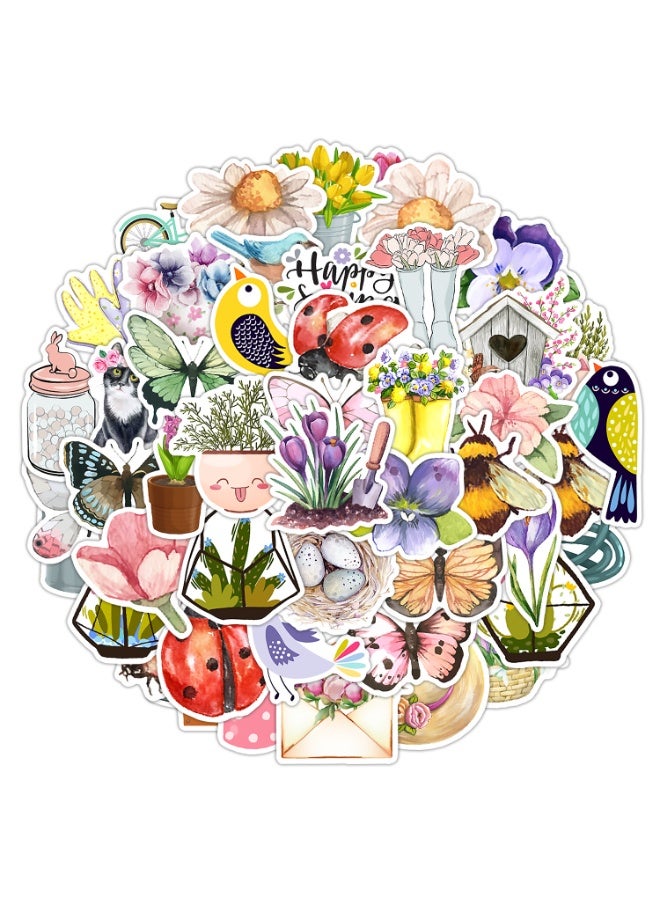 قوس قزح أورينبو 50 قطعة من ملصقات الحدائق وملصقات البستنة لسجلات القصاصات وحفلات الحديقة وهدايا الزراعة والبستنة للفتيات وهدايا للنساء والرجال - Image 1